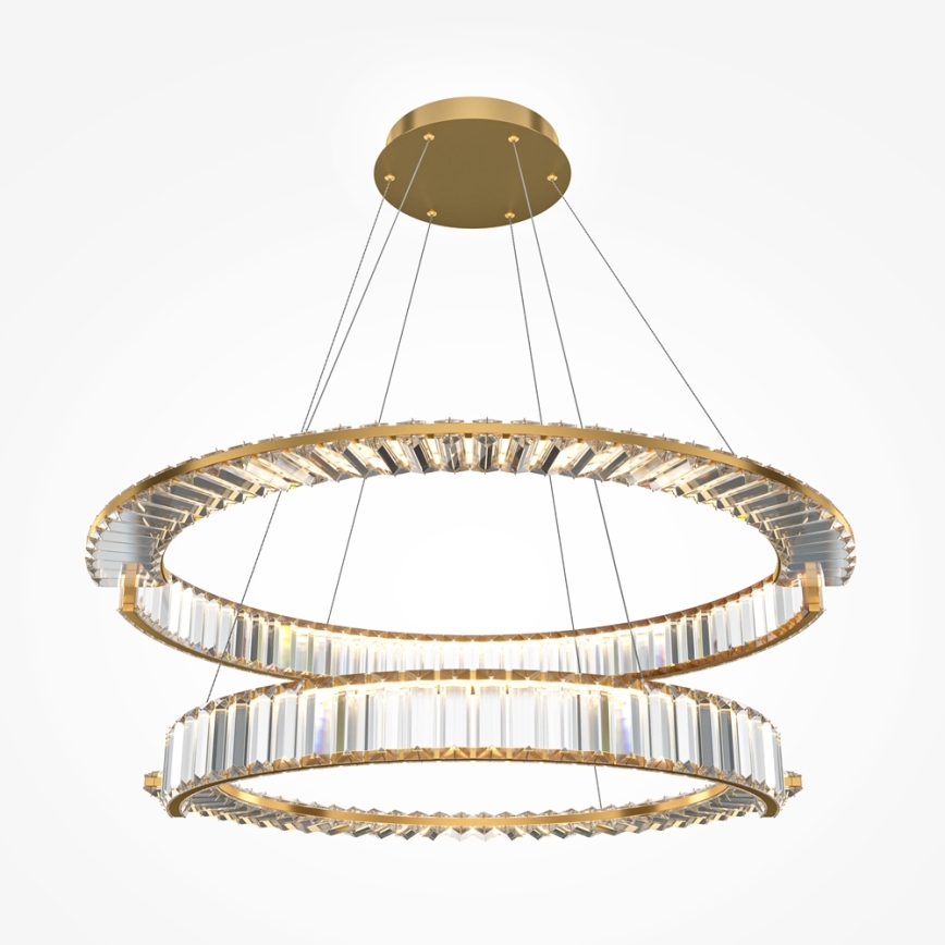 Maytoni P097PL-L90G4K - LED ljuskrona med textilsladd KRONE LED/90W/230V CRI 90 diameter 80,5 cm guld