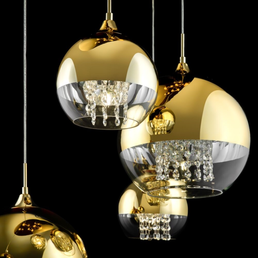 Maytoni P140-PL-170-5-G - Ljuskrona med textilsladd FERMI 5xE27/60W/230V guld