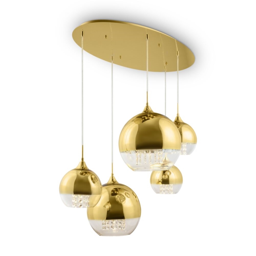 Maytoni P140-PL-170-5-G - Ljuskrona med textilsladd FERMI 5xE27/60W/230V guld
