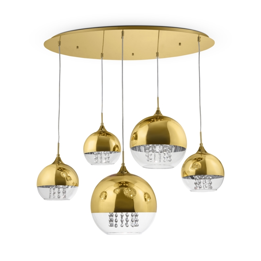 Maytoni P140-PL-170-5-G - Ljuskrona med textilsladd FERMI 5xE27/60W/230V guld