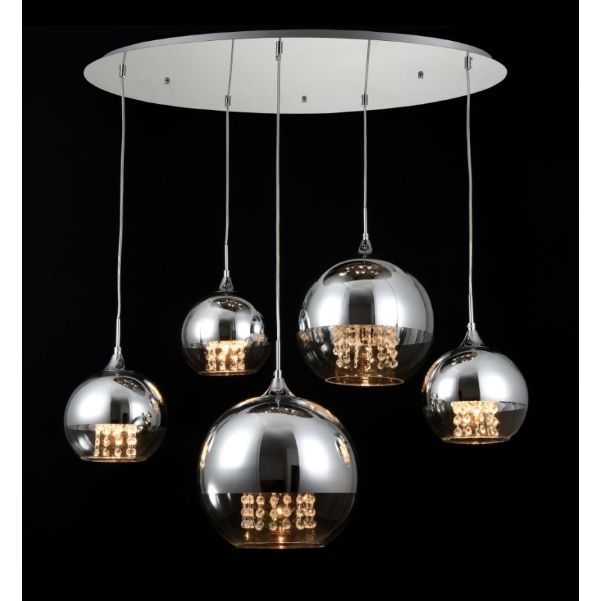 Maytoni P140-PL-170-5-N - Ljuskrona med textilsladd FERMI 5xE27/60W/230V skinande krom