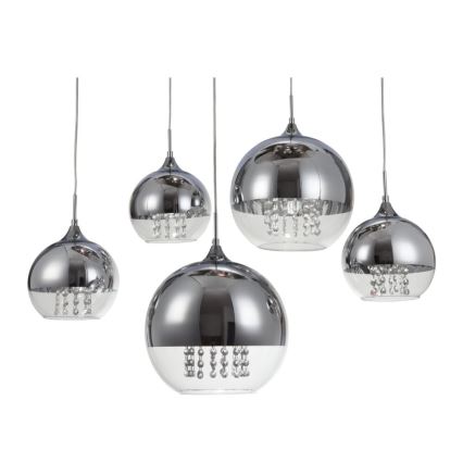Maytoni P140-PL-170-5-N - Ljuskrona med textilsladd FERMI 5xE27/60W/230V skinande krom