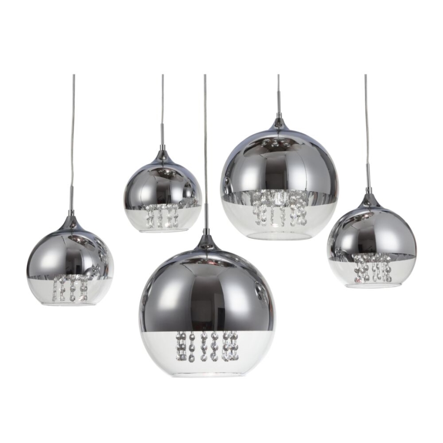 Maytoni P140-PL-170-5-N - Ljuskrona med textilsladd FERMI 5xE27/60W/230V skinande krom
