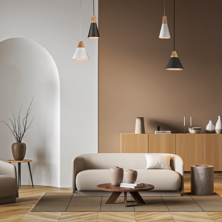 Maytoni P359-PL-220-C - Ljuskrona med textilsladd BICONES 1xE27/60W/230V diameter 22 cm grå/beige
