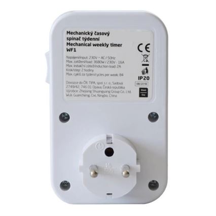 Mechanical timer switch weekly 16A/230V