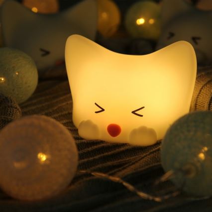 MegaLight - LED RGB Ljusreglerad uppladdningsbar barns beröring lampa CATTY CAT LED/5V