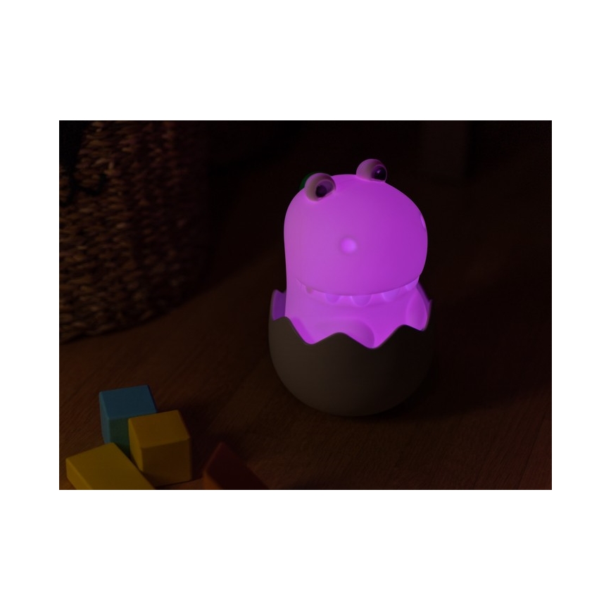 MegaLight - LED RGB Ljusreglerad uppladdningsbar barns beröring lampa DIGGY DINO LED/5V