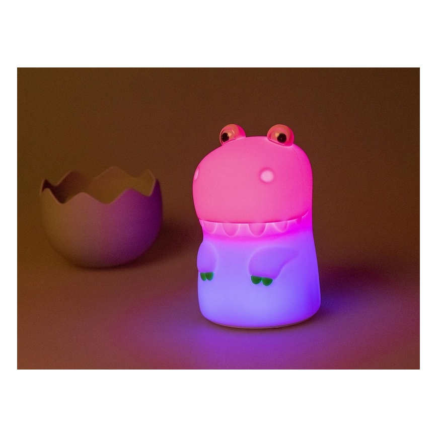 MegaLight - LED RGB Ljusreglerad uppladdningsbar barns beröring lampa DIGGY DINO LED/5V