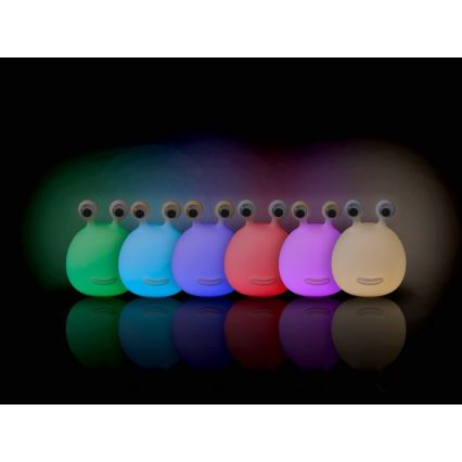 MegaLight - LED RGB Ljusreglerad uppladdningsbar barns beröring lampa MOMO MOON LED/5V