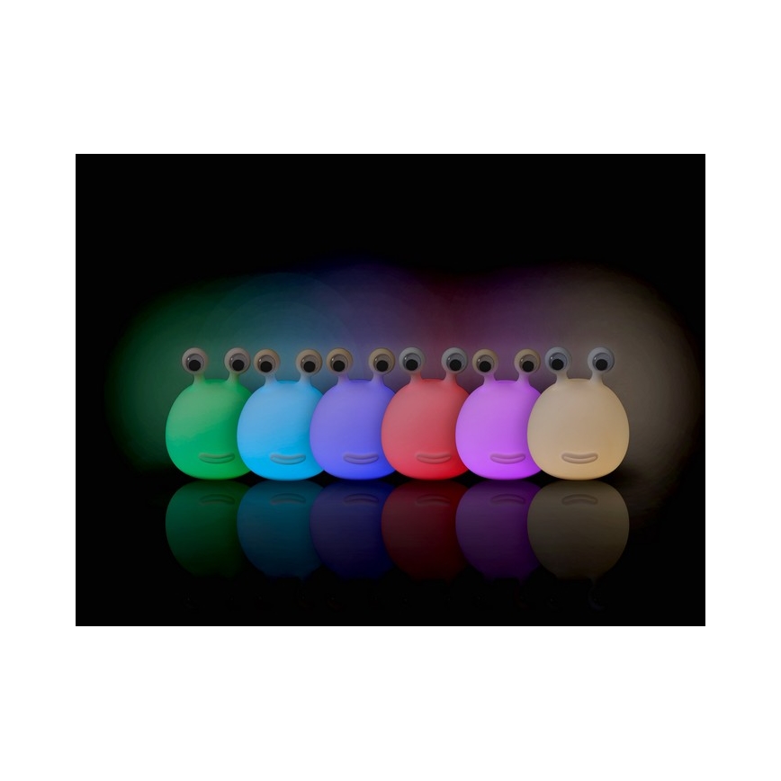 MegaLight - LED RGB Ljusreglerad uppladdningsbar barns beröring lampa MOMO MOON LED/5V