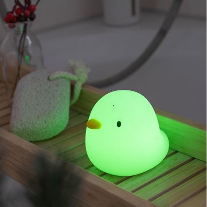 MegaLight - LED RGB Uppladdningsbar barns beröring badkarslampa SWIMMY DUCK LED/5V IP67