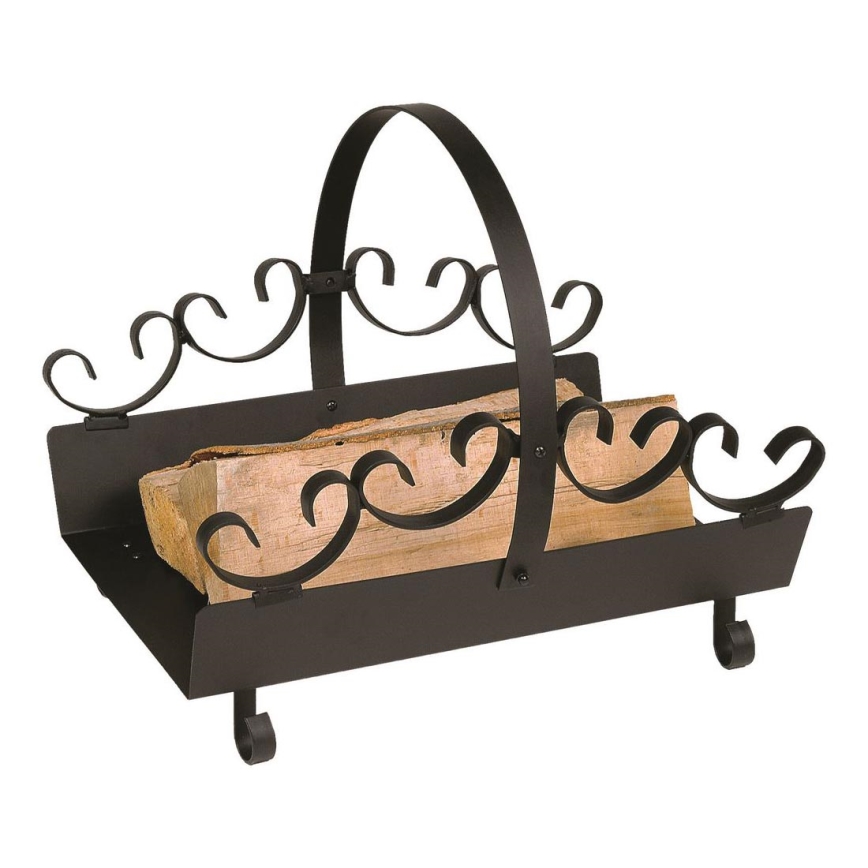 Metal basket för trä med en handtag 31,5x44 cm svart