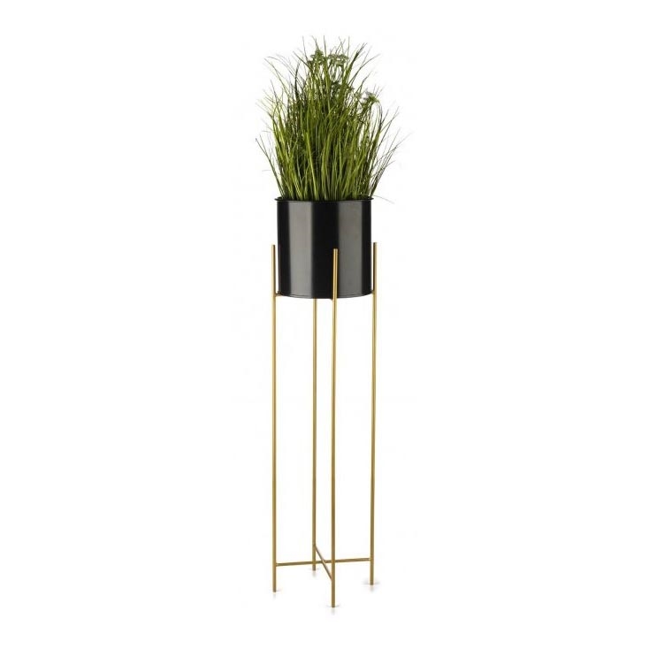 Metal flowerpot OSLO 95x17 cm svart/gyllene