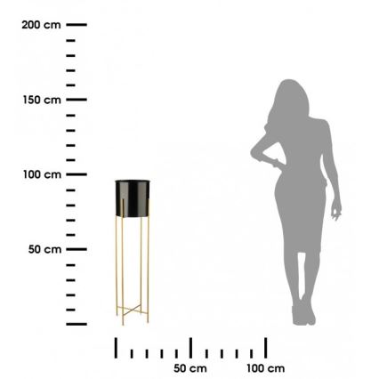 Metal flowerpot OSLO 95x17 cm svart/gyllene