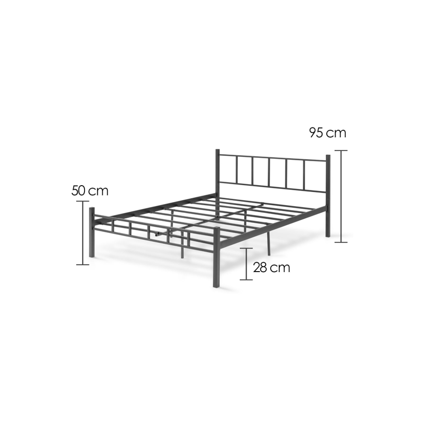 Metall dubbelsäng ORMEL 160x200 cm svart, maxbelastning 200 kg