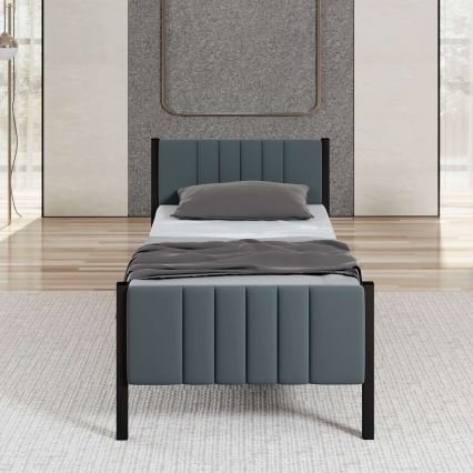 Metall enkelsäng LUNOR 90x200 cm, antracit, maxbelastning 120 kg