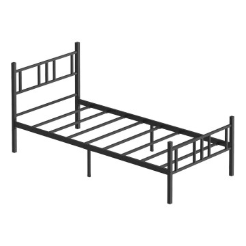 Metall enkeltsäng PIRON 90 x 200 cm, svart, maxlast 120 kg