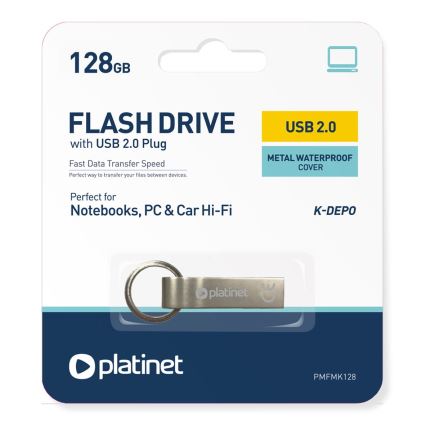 Metall vattentät Flash Disk USB 128GB matt krom