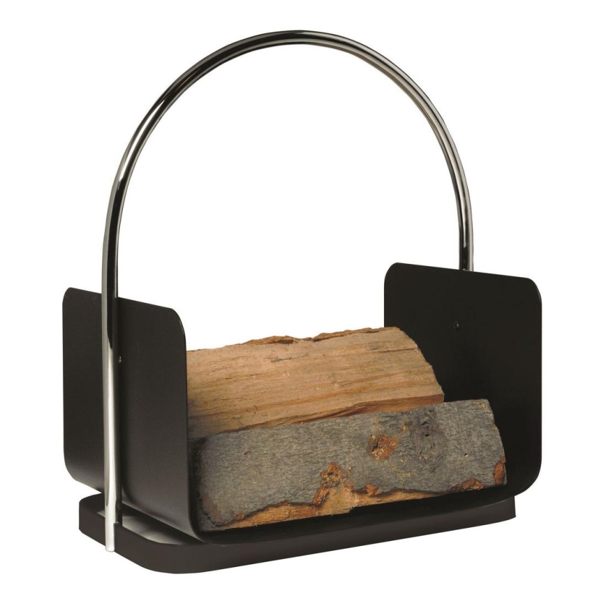Metallkorg för trä med handtag 50x41 cm svart