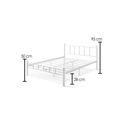 Metallramad dubbelsäng ORMEL 120x200 cm, vit — max belastning 120 kg