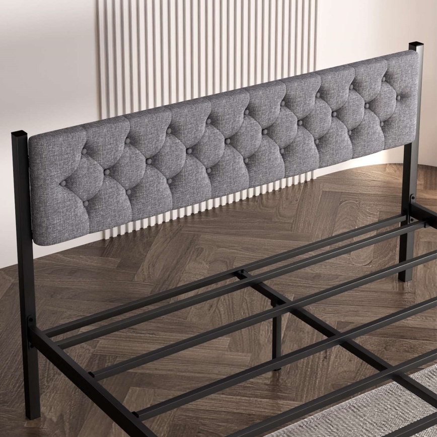 Metallsäng KAROM 120x200 cm, grå, maxbelastning 120 kg