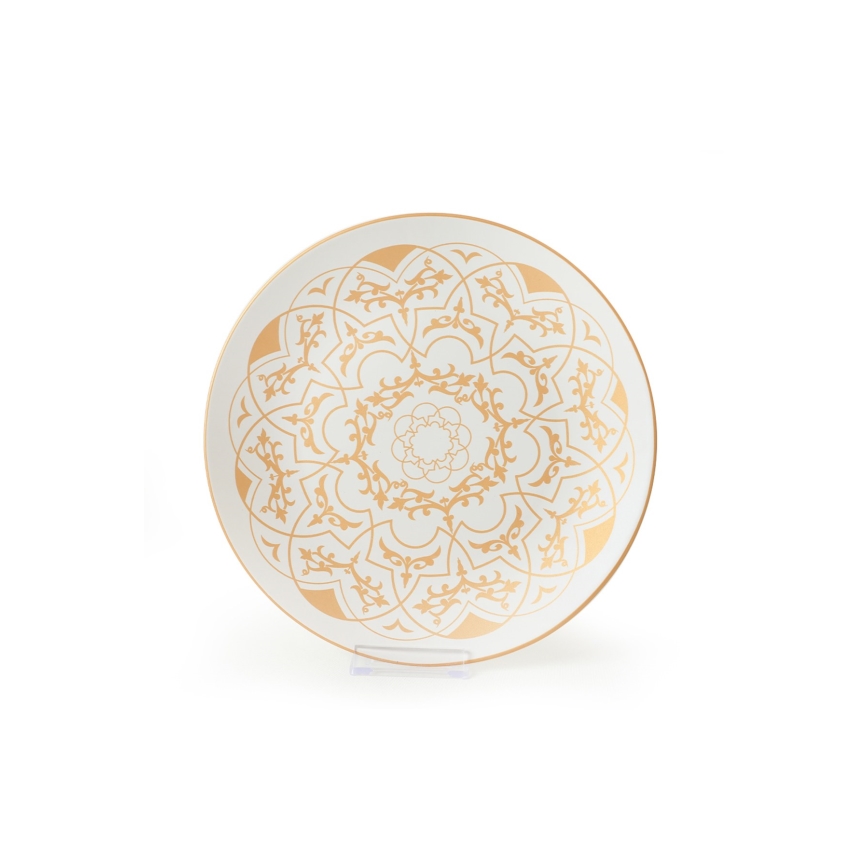 Middagservis i 24 delar – vit med gulddetaljer, i keramik