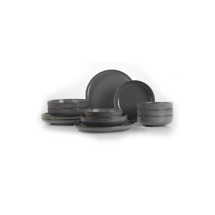 Middagsservis 12 delar, grått porslin