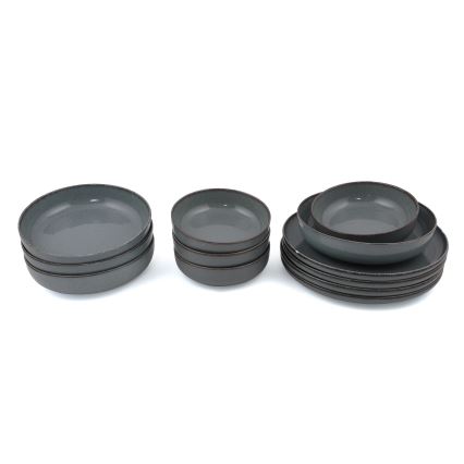 Middagsservis 12 delar, grått porslin