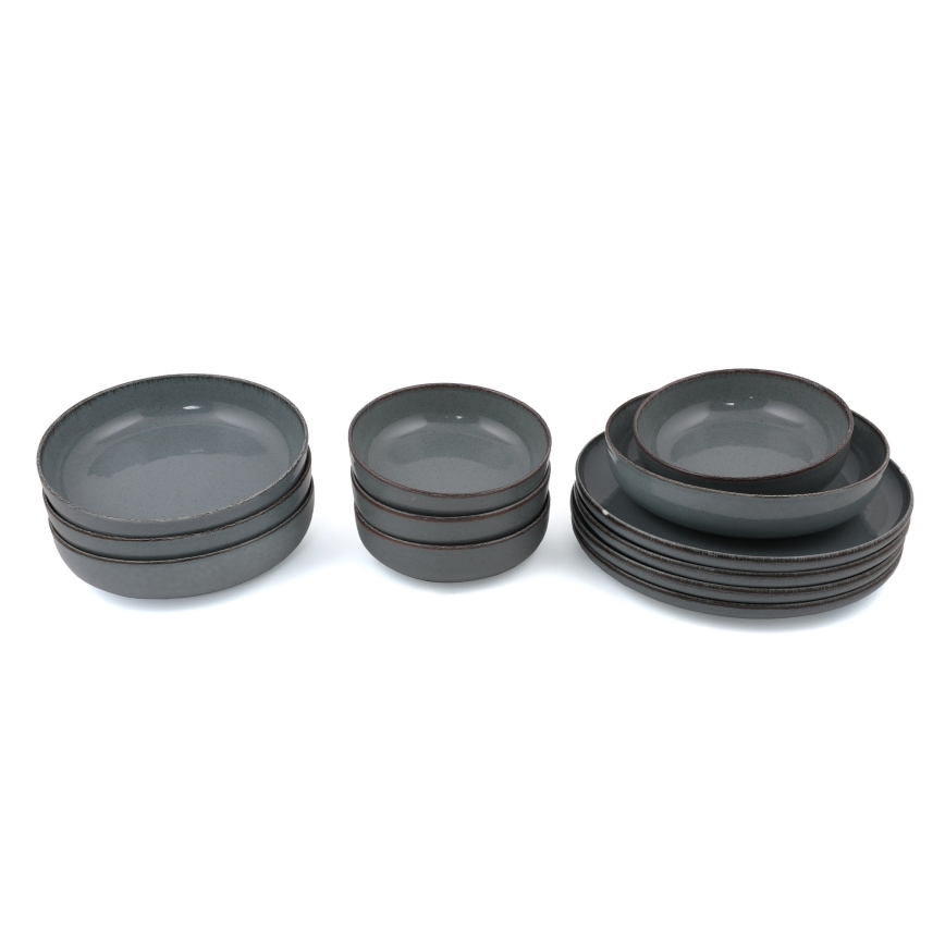 Middagsservis 12 delar, grått porslin