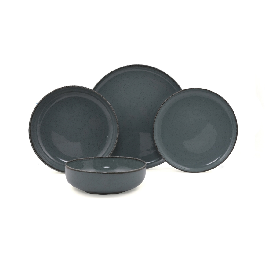 Middagsservis 16 delar, grått porslin