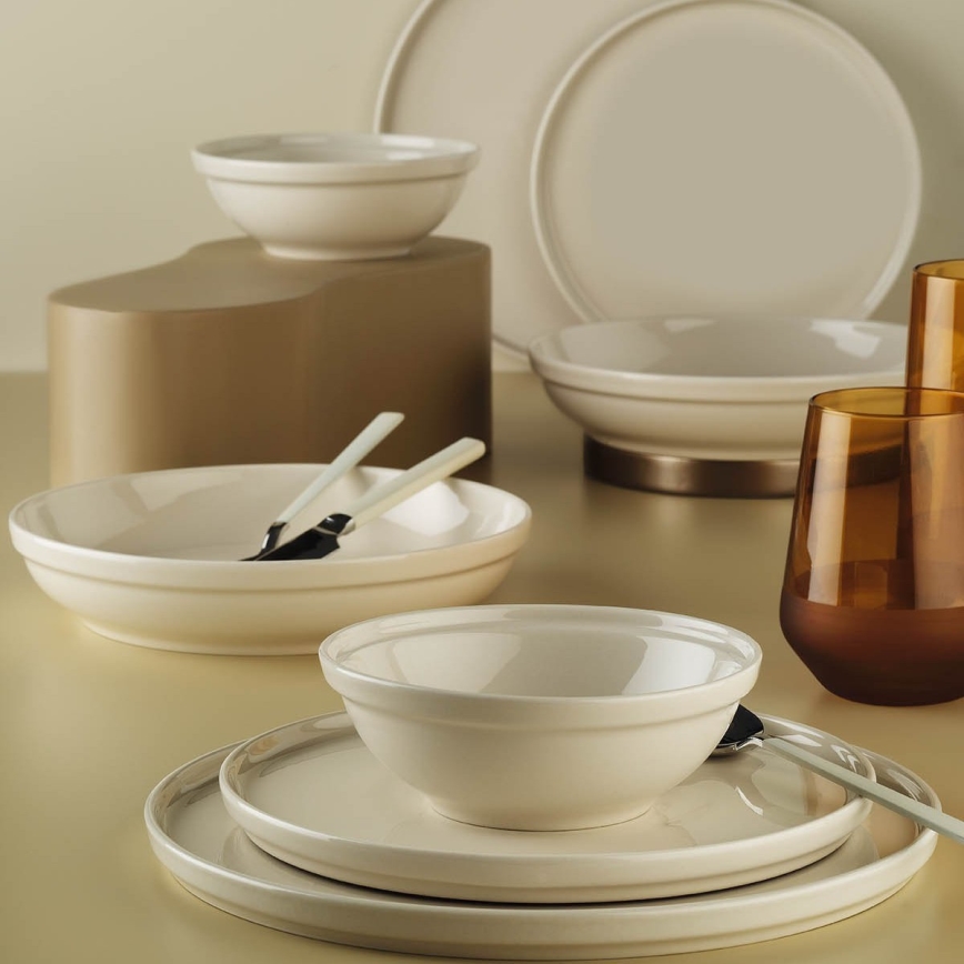 Middagsservis 24 delar beige/porslin