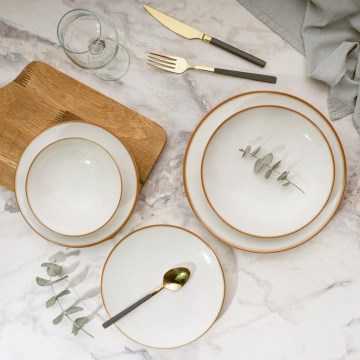 Middagsservis 24 delar beige/porslin