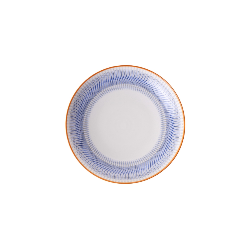 Middagsservis 24 delar, blå/orange, i porslin