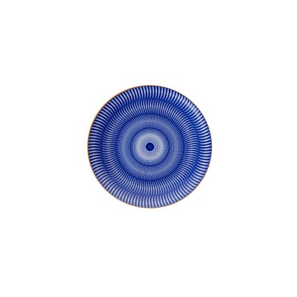 Middagsservis 24 delar, blå/orange, i porslin