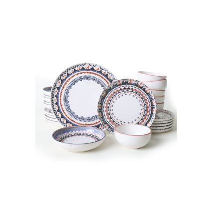 Middagsservis 24 delar – färgglatt stengods