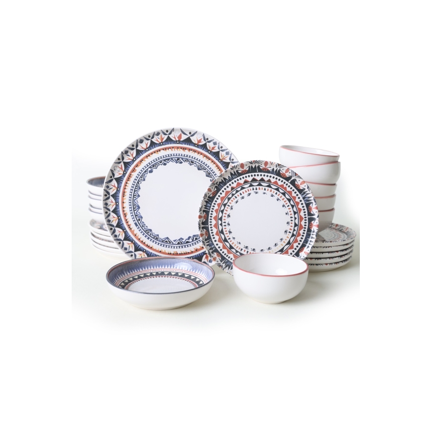 Middagsservis 24 delar – färgglatt stengods