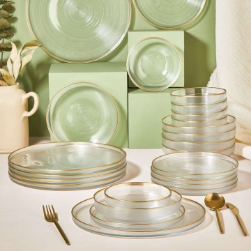 Middagsservis 24 delar klar/guld/glas