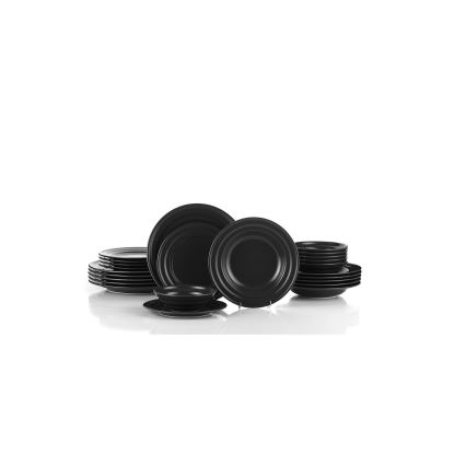 Middagsservis, 24 delar, svart porslin