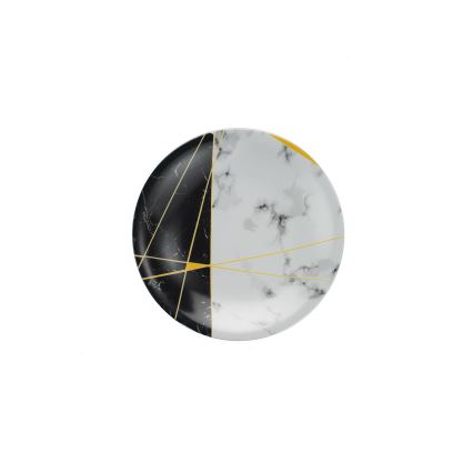 Middagsservis, 24 delar, svart/vit/guld, porslin