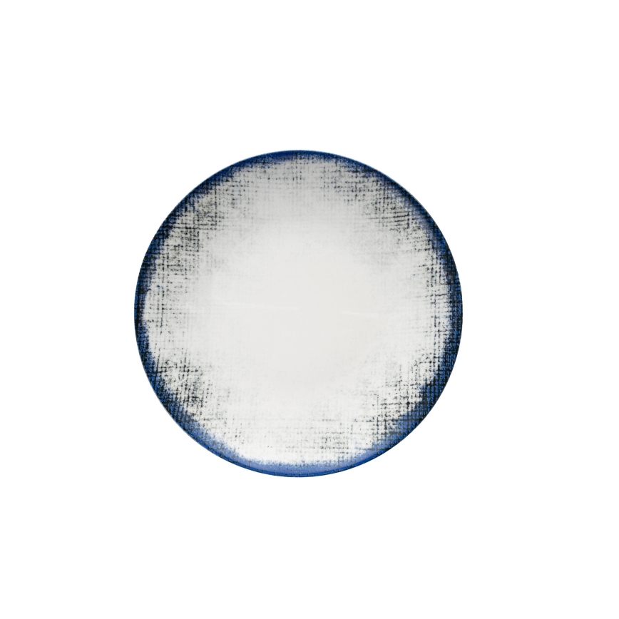 Middagsservis i porslin, 24 delar – vit/blå