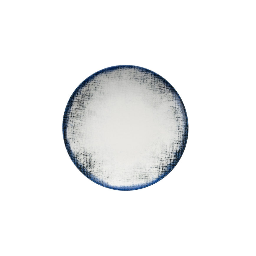 Middagsservis i porslin, 24 delar – vit/blå