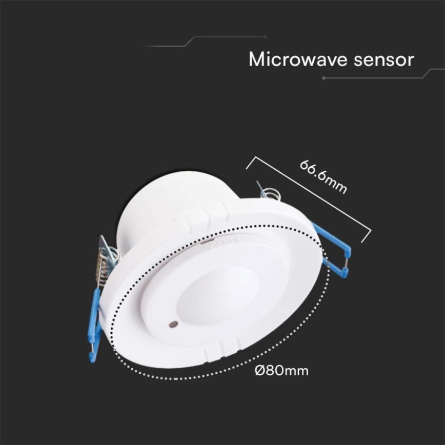 Mikrovågsinfälld rörelsesensor 360° 230V vit