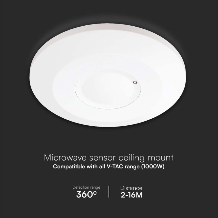 Mikrovågsrörelsesensor 360° 230V vit