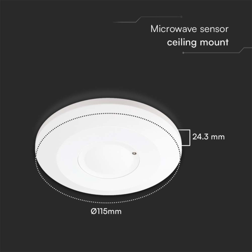 Mikrovågsrörelsesensor 360° 230V vit