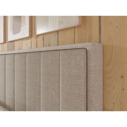 Upphöjd säng med madrasser och bäddmadrass med förvaringsutrymme ALICIA 180x200 cm beige