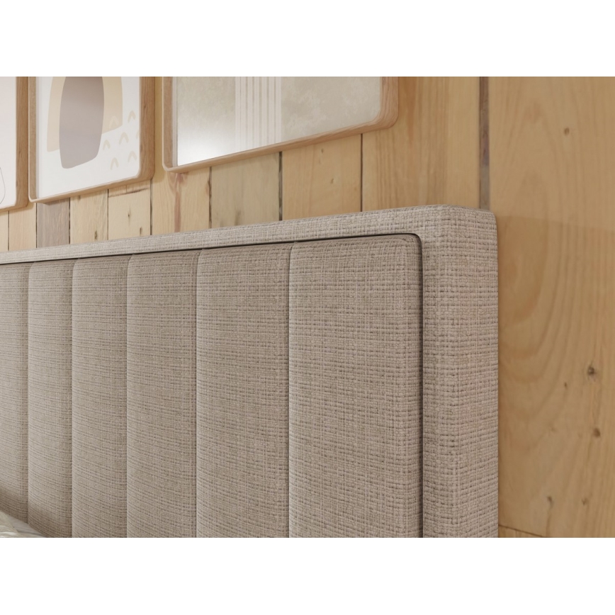 Upphöjd säng med madrasser och bäddmadrass med förvaringsutrymme ALICIA 180x200 cm beige