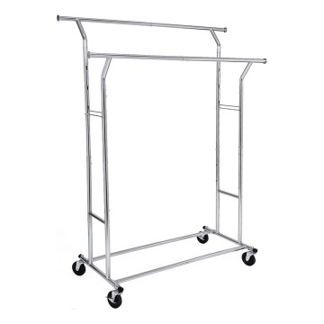 Mobil fristående klädhängare LINEA, silver