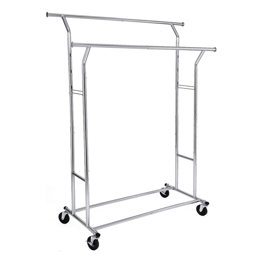 Mobil fristående klädhängare LINEA, silver