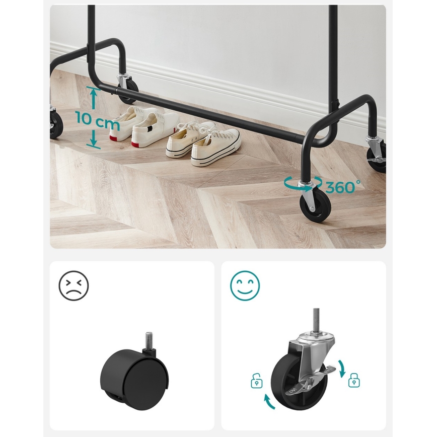 Mobil fristående klädhängare LINEA, svart