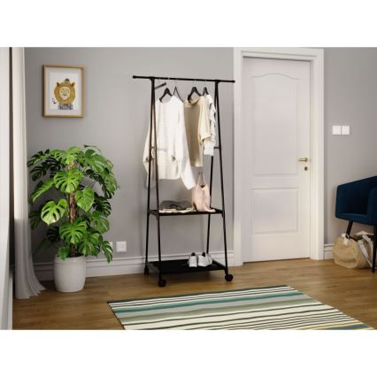 Mobil metallklädhängare med hyllor OLAZEN 157x85 cm svart